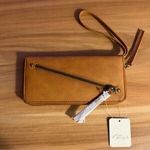 Free People Distressed Vegan Wallet Brown Boho